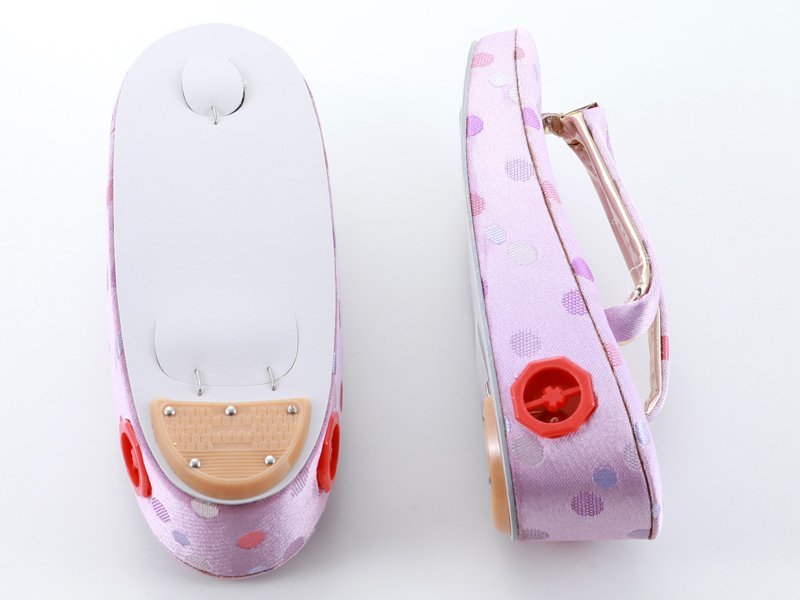 七五三 帯地 子供用 きもの 草履 藤 水玉柄 鈴付き 18cm sz-95-6(下駄