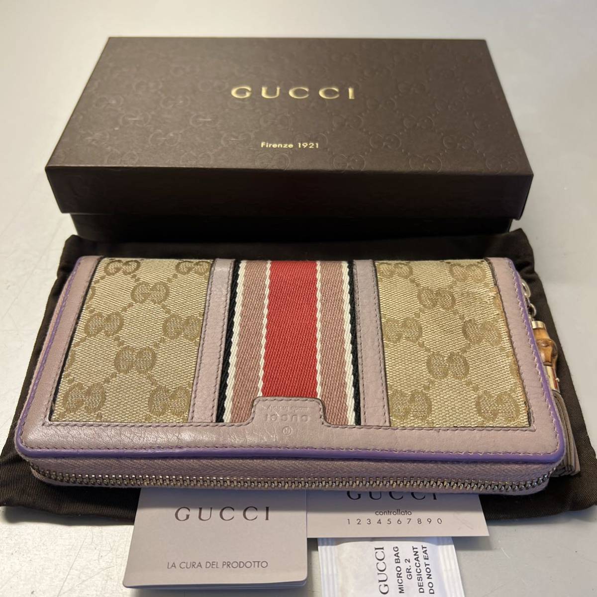 未使用に近い！ グッチ GUCCI 財布 長財布 シェリーライン GG