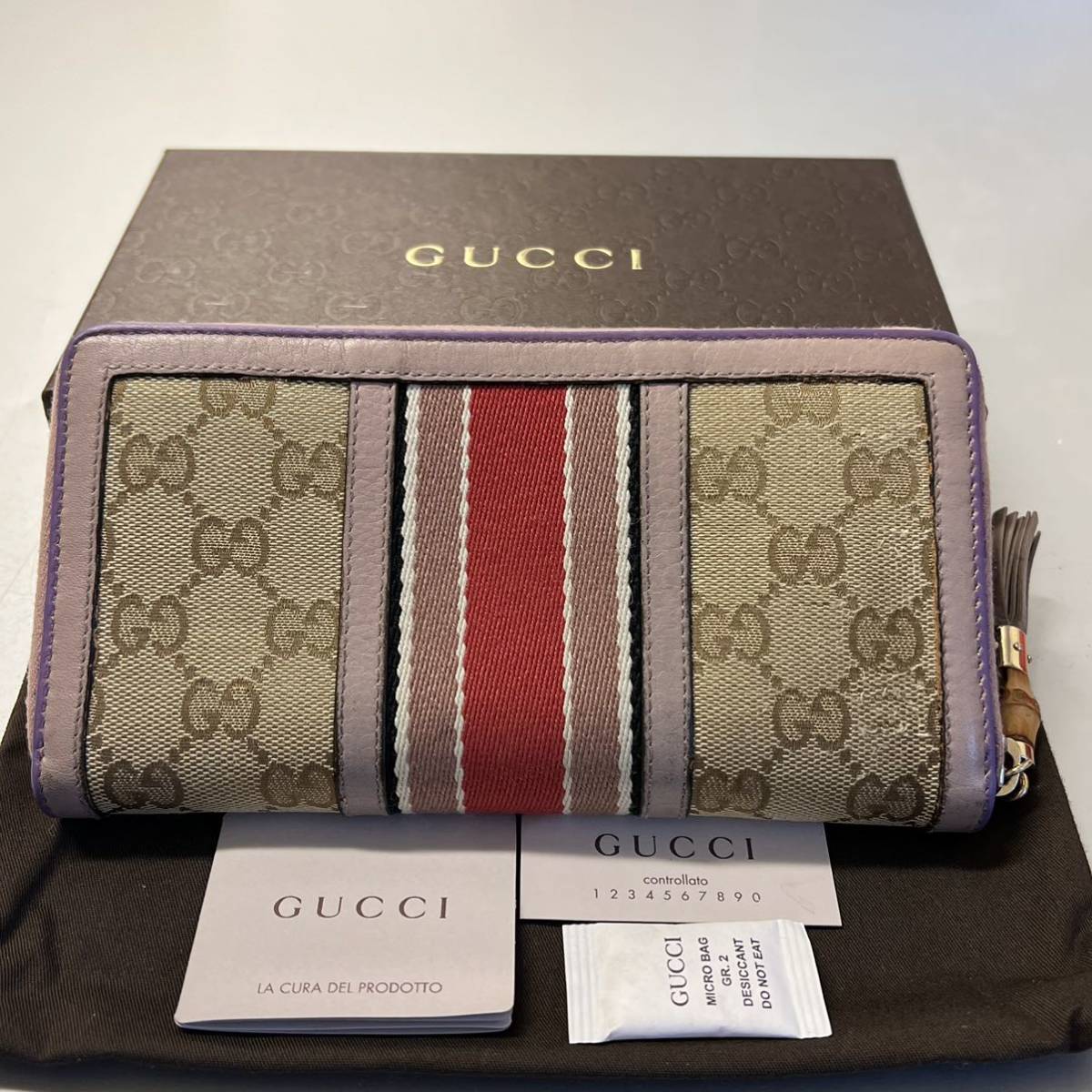 未使用に近い！ グッチ GUCCI 財布 長財布 シェリーライン GG