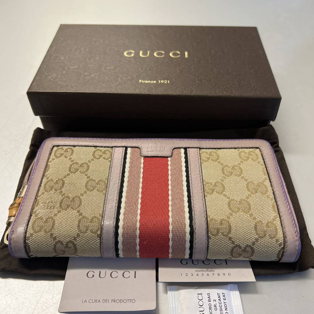 未使用に近い! グッチ GUCCI 財布 長財布 シェリーライン GG