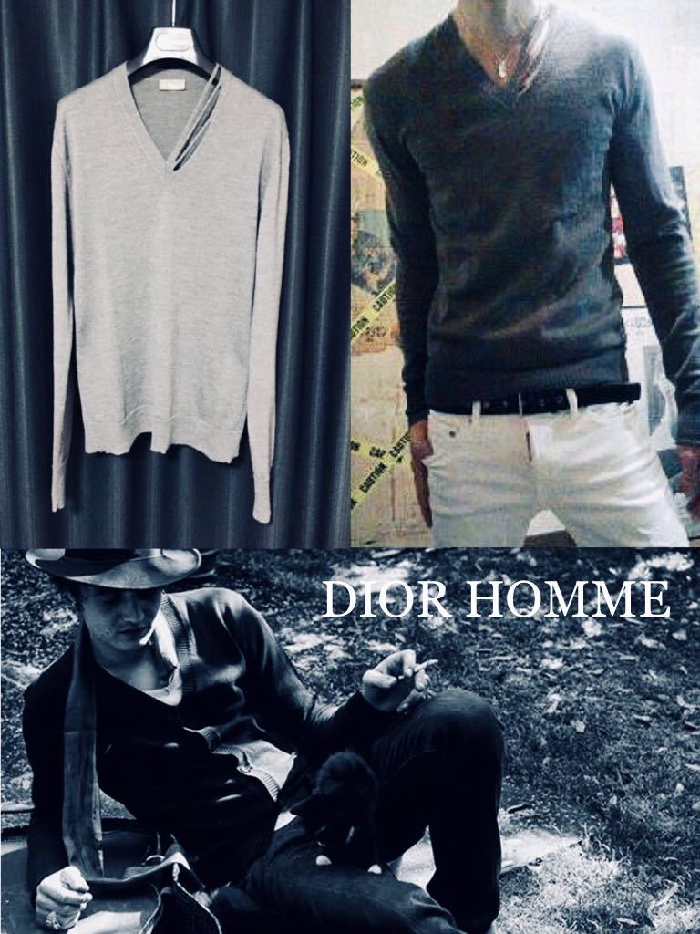 正規 DIOR HOMME 04AW VICTIM期 slash V-neck knit wool 100 正規 DIOR HOMME 04AW VICTIM期 slash V-neck knit wool 100