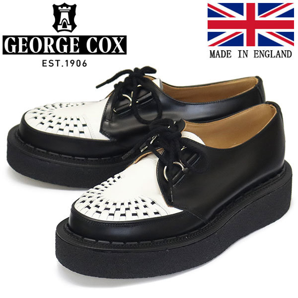 GEORGE COX (ジョージコックス) SKIPTON 3588 VI ラバーソール レザーシューズ 040031 BLACK/WHITE UK8-約27.0cm