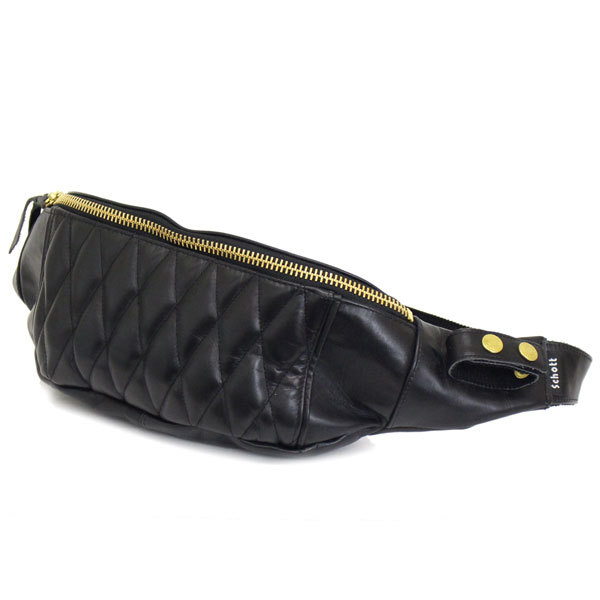 Schott(ショット) 3976006(旧品番3109023) PADDED BODY BAG パデッド レザーボディバッグ 08(011)BLACK/GOLD_Schott