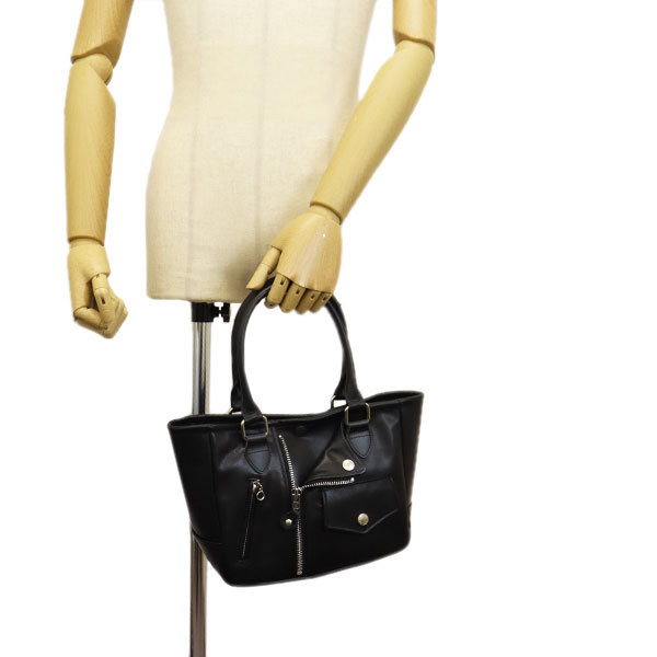 Schott ( Schott ) 3129108 23976009 MINI RIDERS TOTE BAG Mini Rider's leather tote bag handbag 010BLACK