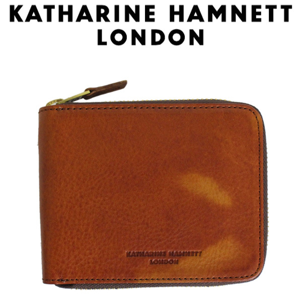 KATHARINE HAMNETT LONDON (キャサリンハムネット ロンドン) 490-59209 FLUID ラウンドファスナー 札入れ 61オレンジ
