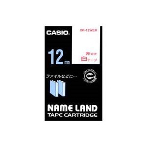 (業務用50セット) CASIO カシオ ネームランド用ラベルテープ 【幅：12mm】 XR-12WER 白に赤文字