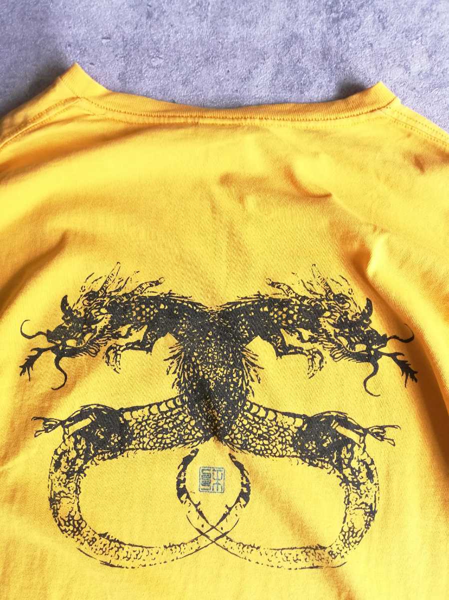 激レアカラー!! 90s OLD STUSSY ドラゴン プリントTシャツ 黄色 L