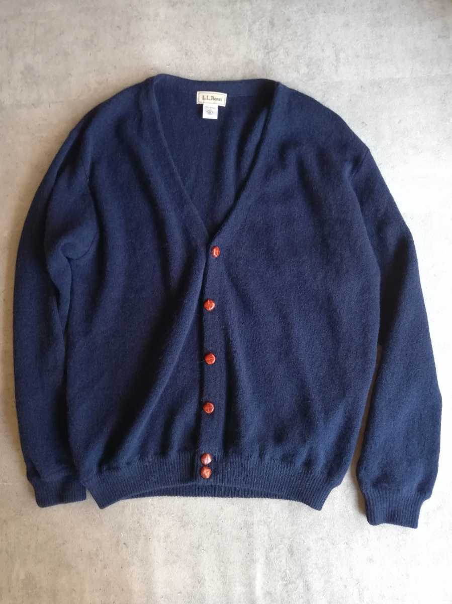 美品 80s LL Bean 100%アルパカ カーディガン ネイビー L ヴィンテージ