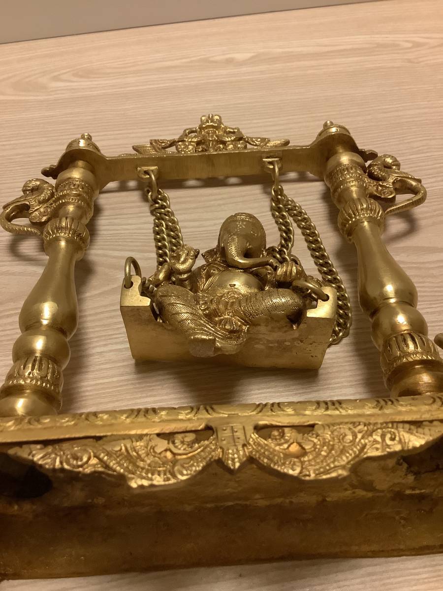 《 新品　》ガネーシャ　ヒンドゥー　チベット密教　ブランコ　3kg超　鍍金　z28_画像9