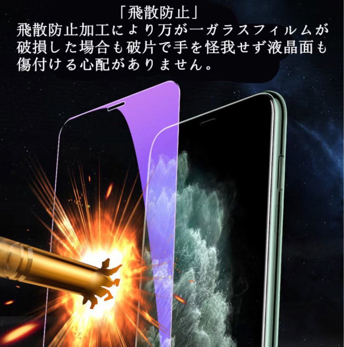 【iPhone14ProMax】ブルーライトカットガラスフィルム&カメラ保護セット