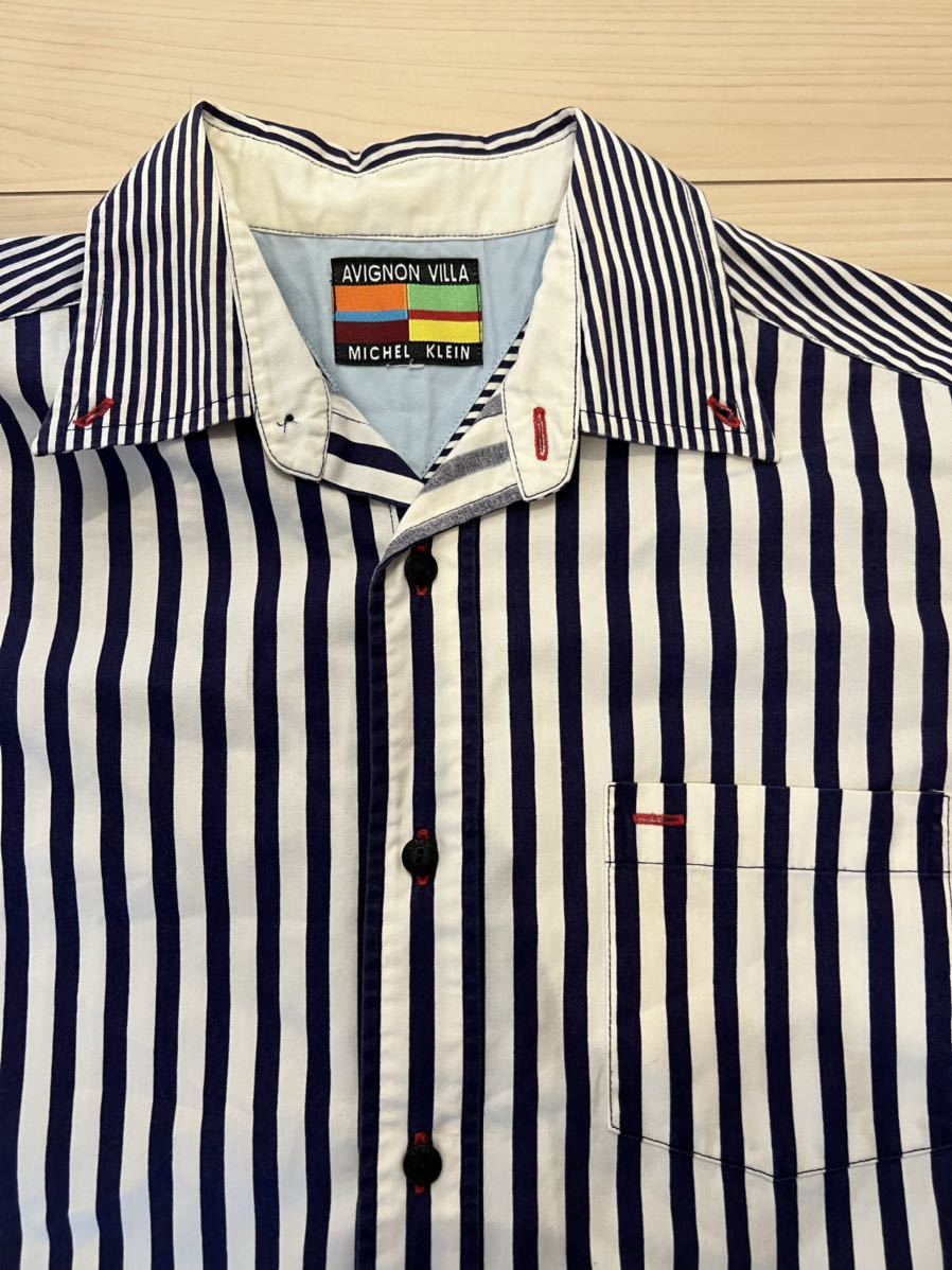 90年代品　ミッシェルクラン　チェックシャツ 半袖 半袖シャツ ストライプ Lサイズ_画像2