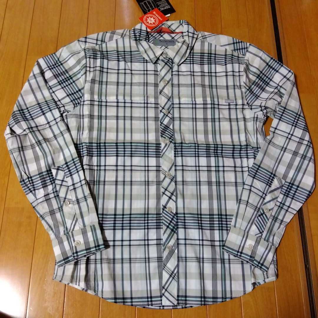 Simms Bugstopper LS Shirt バグストッパー ロングスリーブ シャツ US:S JP:M Pearl Madras Plaid_画像2