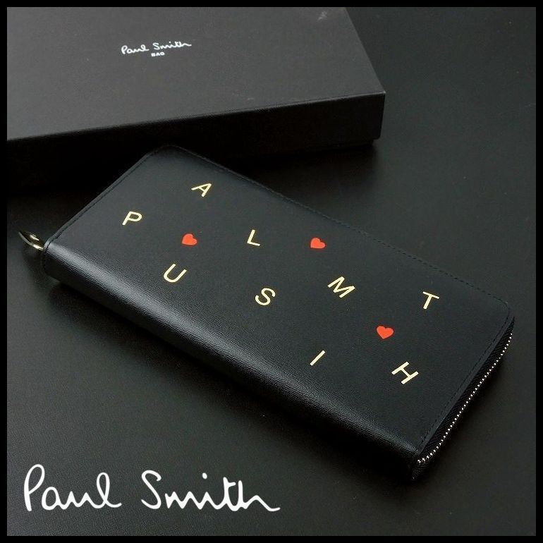 B9563 新品 正規品☆Paul Smith ポールスミス☆黒 PSレターズ 牛革
