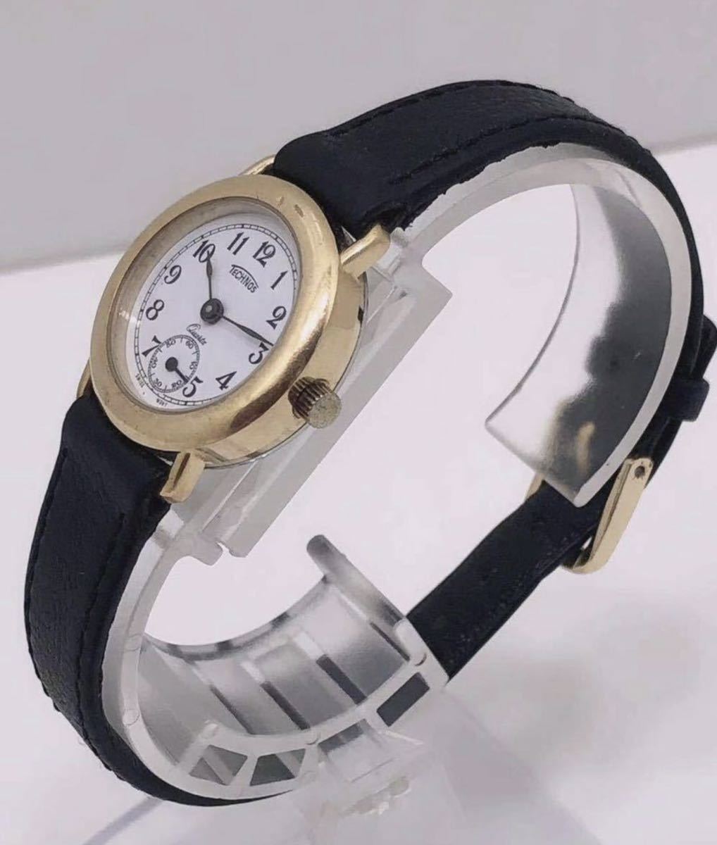 T249 TECHNOS Tecnos 18K GOLD женский кварц наручные часы 