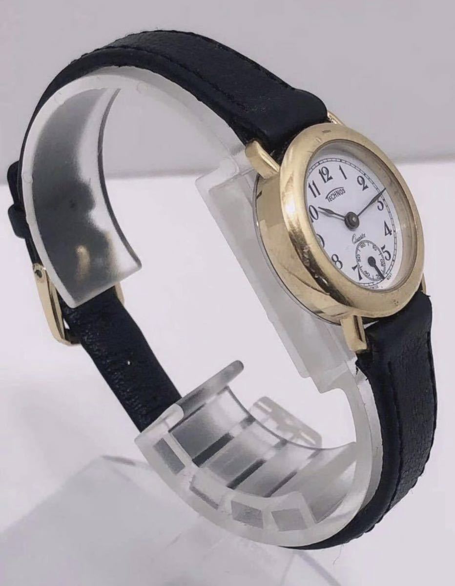 T249 TECHNOS Tecnos 18K GOLD женский кварц наручные часы 