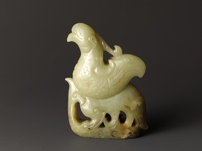 中国 唐物 砡 時代物 漢代玉鳥-