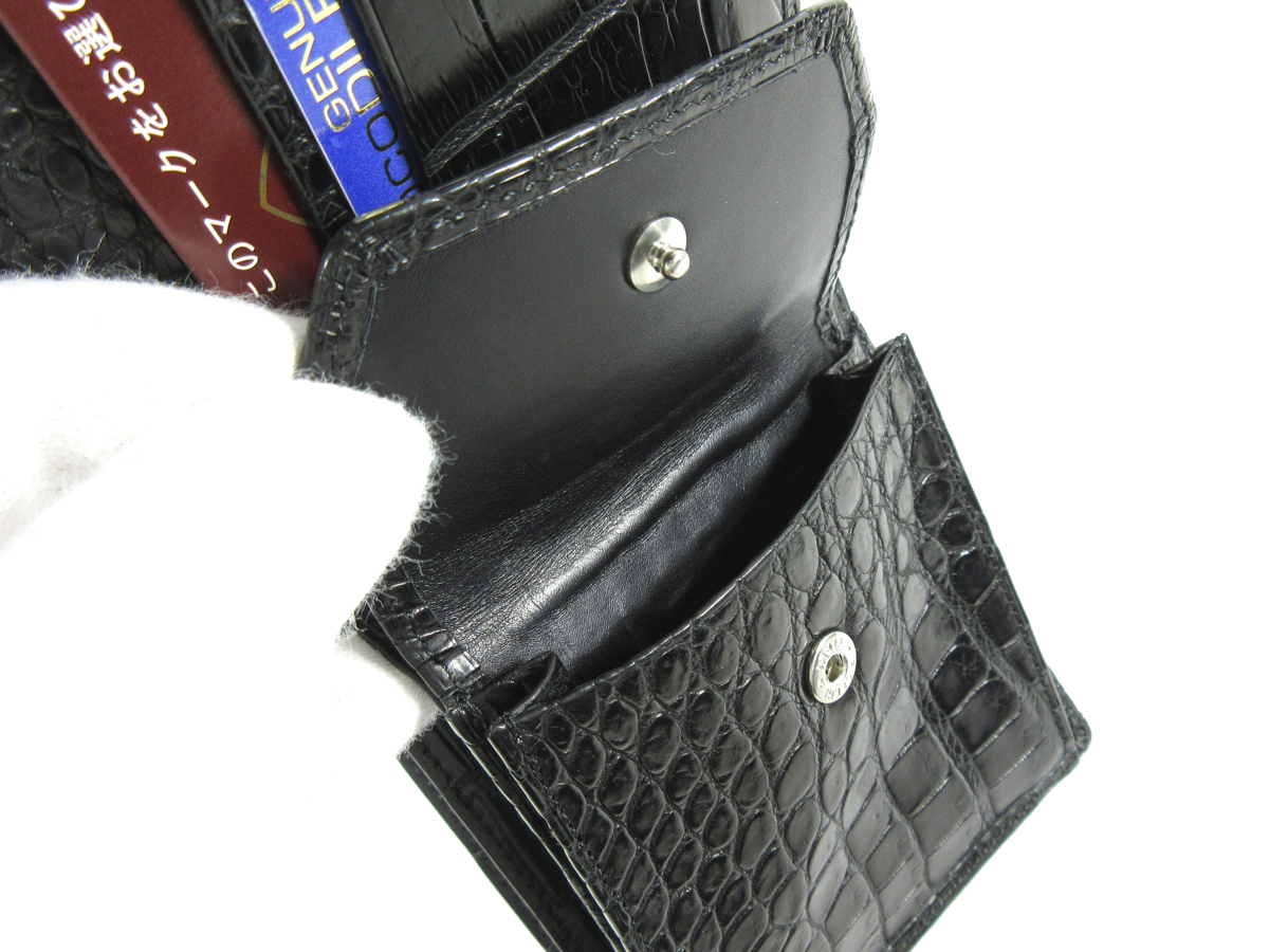 ①【JRA】クロコダイル 無双 二つ折り メンズ 財布 マット ブラック 未使用品 - 4