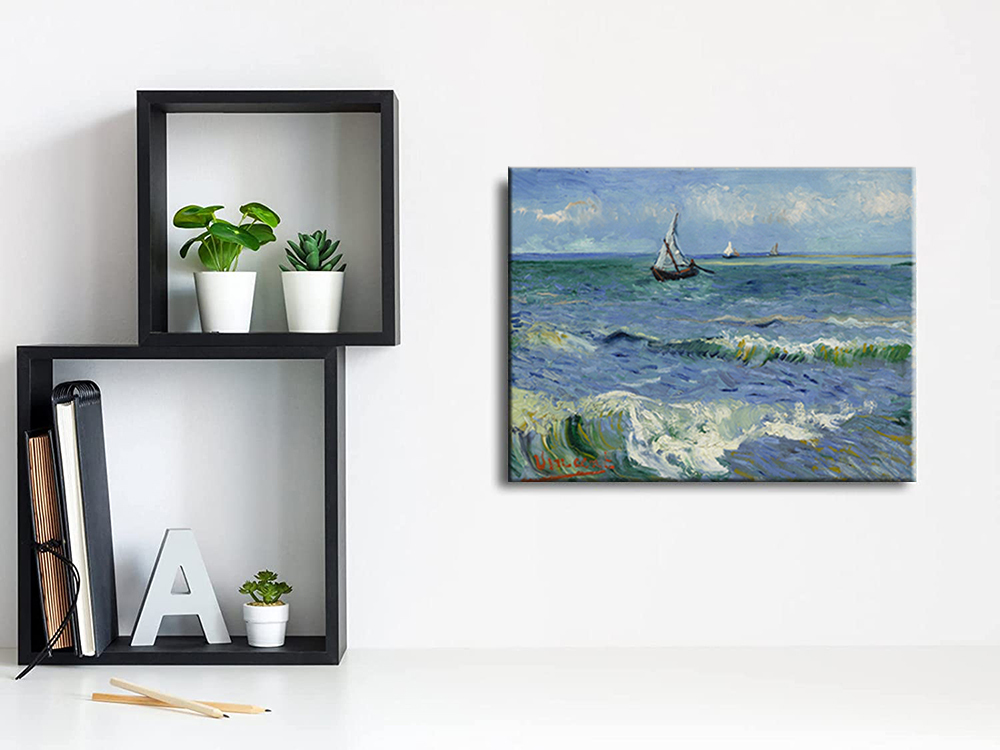 ゴッホ ファブリックパネル 絵画 インテリア ファブリック 絵 「 サント＝マリーの海の風景」 40×60cm アートパネル 送料無料_画像10