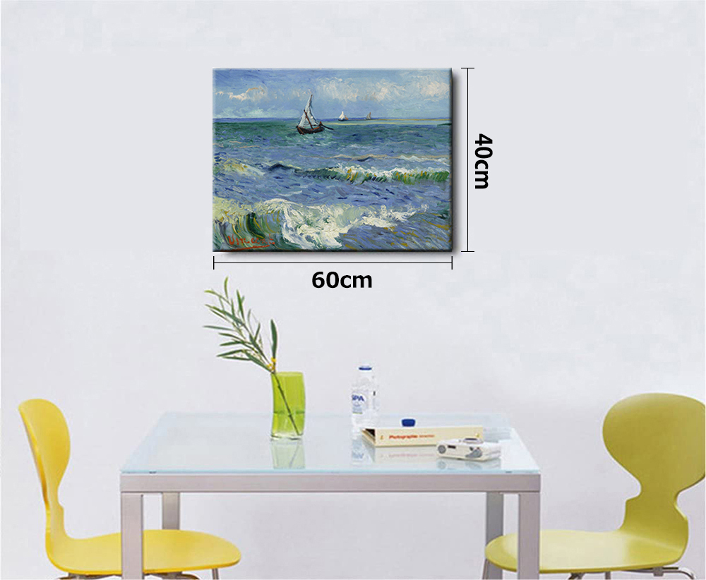 ゴッホ ファブリックパネル 絵画 インテリア ファブリック 絵 「 サント＝マリーの海の風景」 40×60cm アートパネル 送料無料_画像3