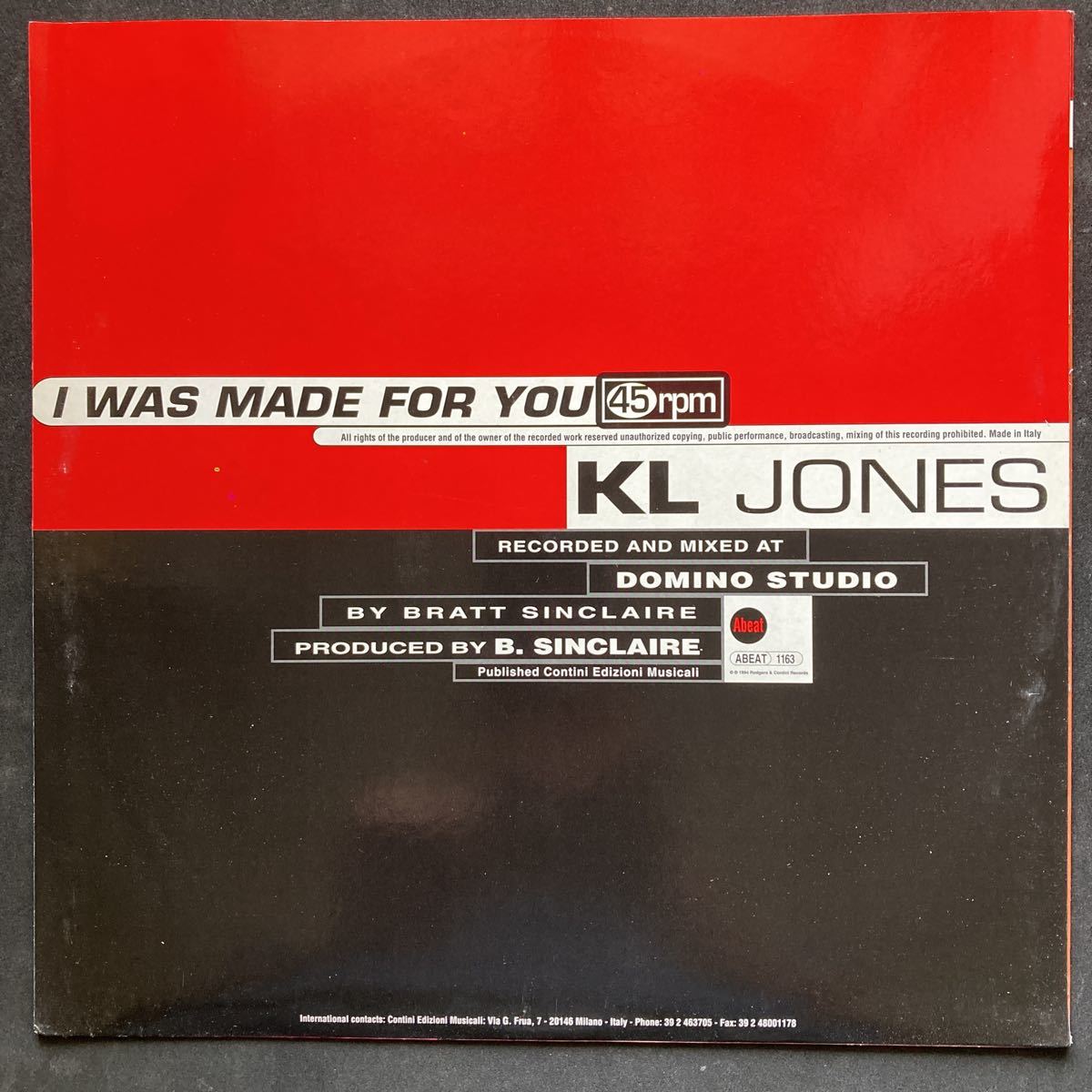 12inch K L JONES / I WAS MADE FOR YOU_画像2