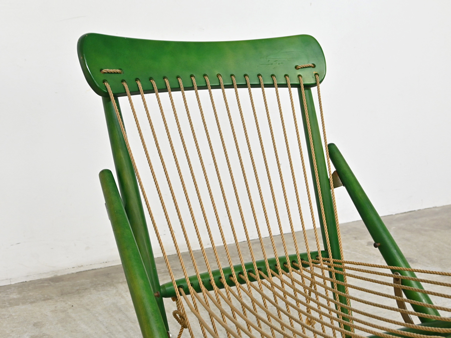  rare Old Marni [ rope chair ] beech material folding type lounge chair 50 period Vintage /japa needs modern ... slope .. three Tendo Mokko 