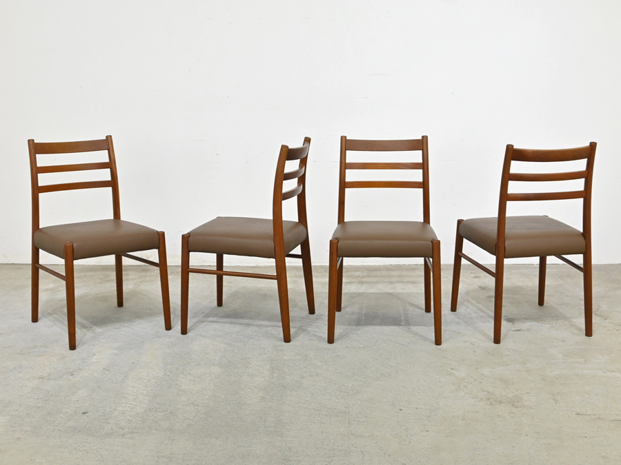 4脚出品 70年代ヴィンテージ 青林製作所 チーク無垢材チェア