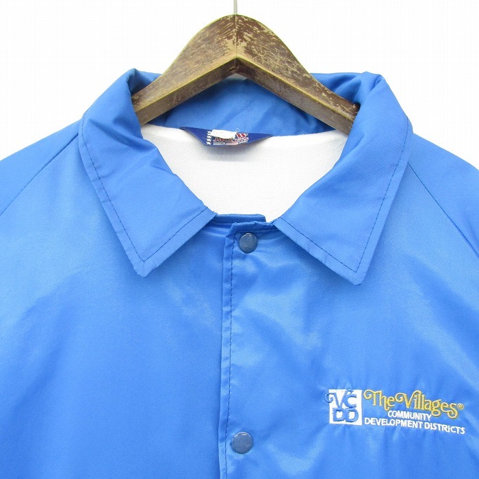 USA製 ビッグサイズ XL ASW JACKETS ナイロン コーチ ジャケット ライトウェイト ブルゾン VCDD 刺繍 ブルー 古着 ビンテージ 2S1057の画像4