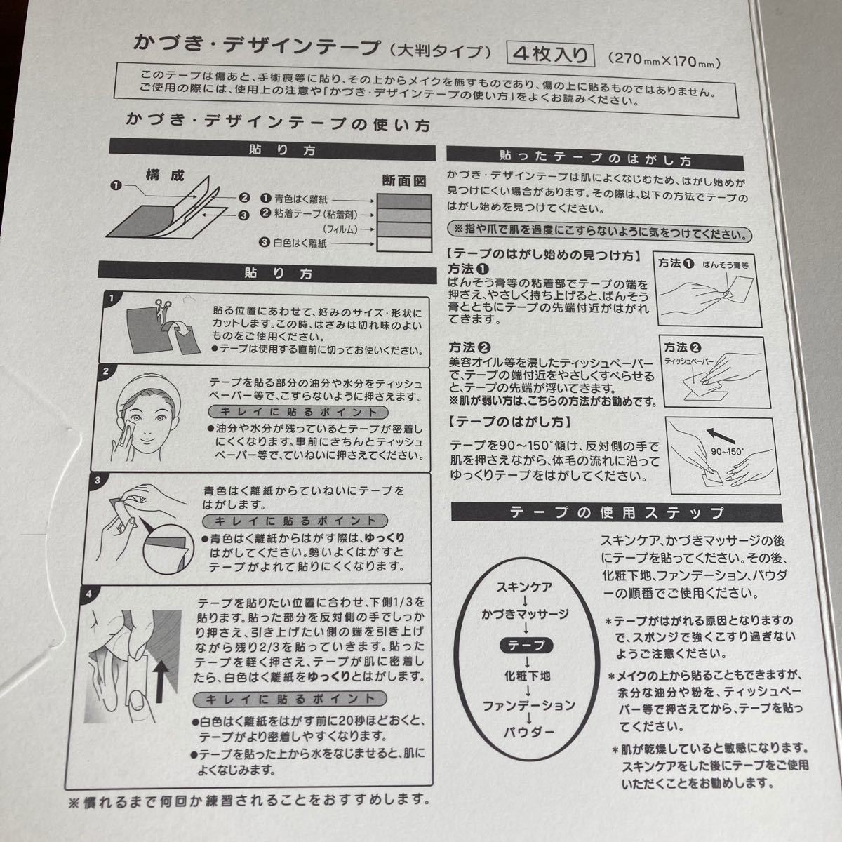 通信販売 かづきれいこ デザインテープ 270㎜×170㎜×4枚セット