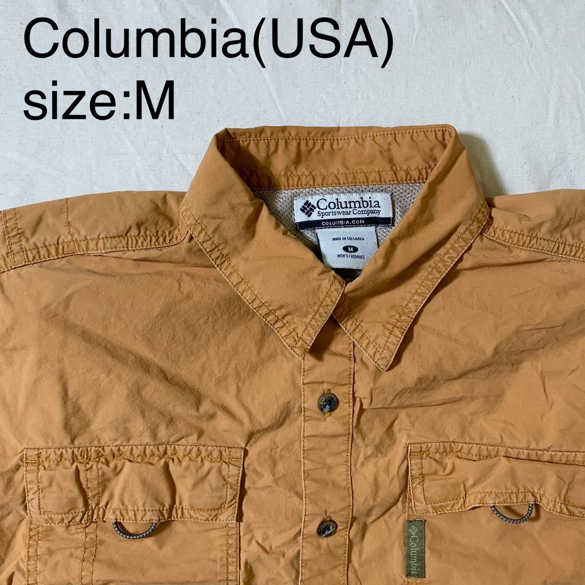 Columbia(USA)ビンテージフィッシングシャツ　オレンジ　Mのサムネイル