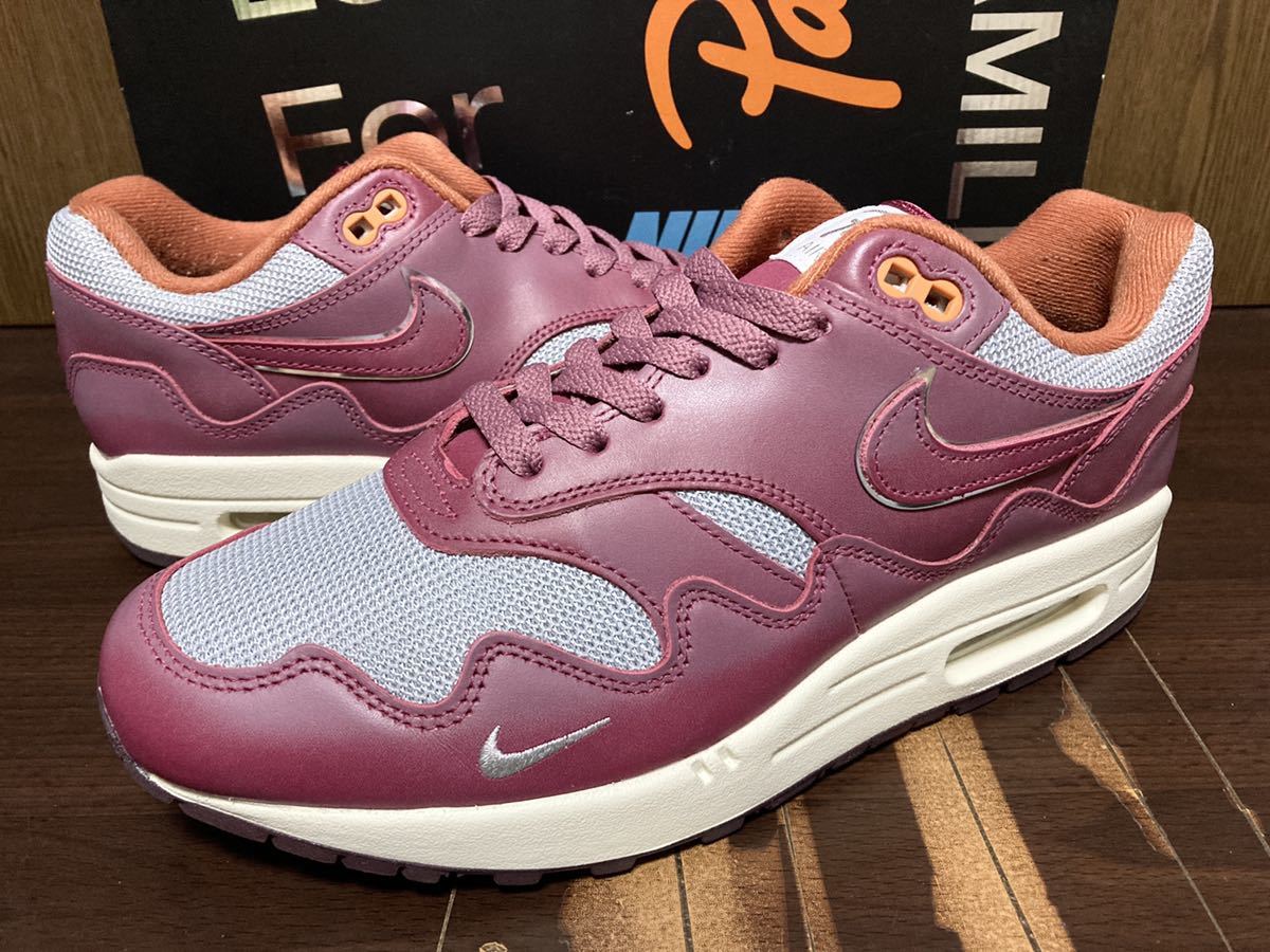 21年製 NIKE AIR MAX 1 / P PATTA ナイキ エアマックス パタ SWOOSH 【DO9549-001】Night Maroon ナイト マルーン US8.5