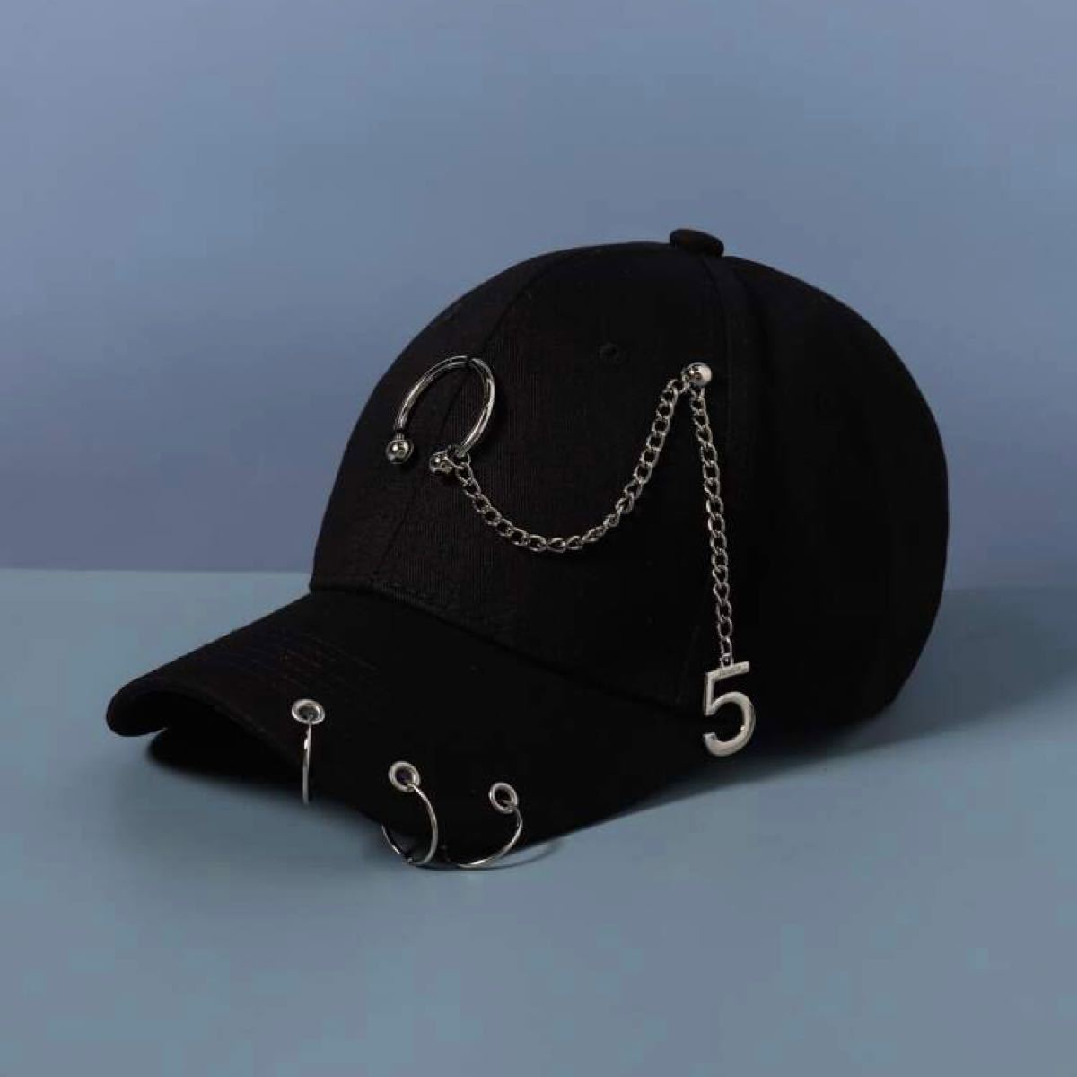 ストリート 帽子 キャップ 韓国 ユニセックス 飾り ブラック キャップ