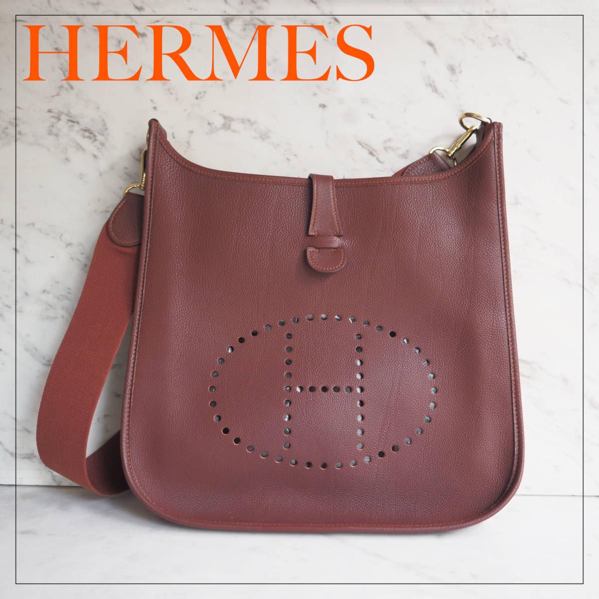 エルメス HERMES エブリン１ GM ショルダーバッグ トリヨンクレマンス ボルドー ゴールド金具 H ワインレッド ブラウン_画像1