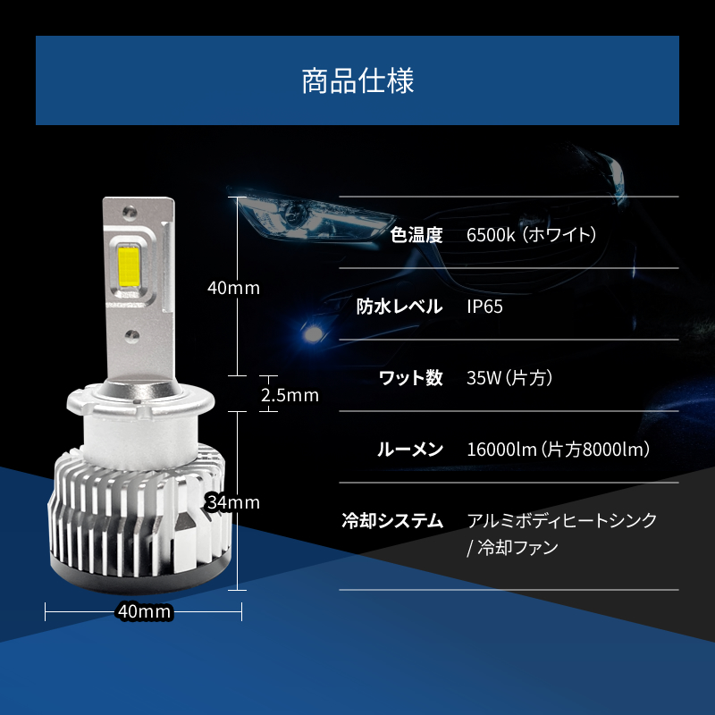 HIDより明るい□ bB / QNC20系 (H17.12～H28.7) D4R 純正HID LED化 交換 爆光 LEDヘッドライト バルブ_画像9