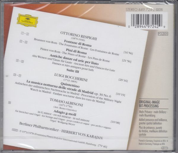 [CD/Dg]レスピーギ:交響詩「ローマの噴水」&交響詩「ローマの松」他/H.v.カラヤン&ベルリン・フィルハーモニー管弦楽団_画像2