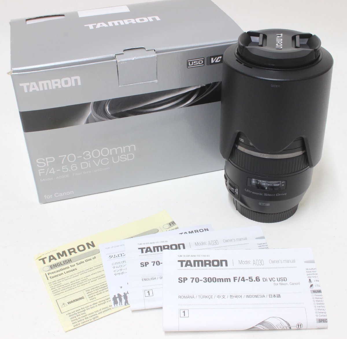 2S693 良品！ TAMRON タムロン 望遠 ズームレンズ A030E キャノンEFマウント用 動作確認済 SP 70-300mm f/4-5.6  Di VC USD【ニューポーン