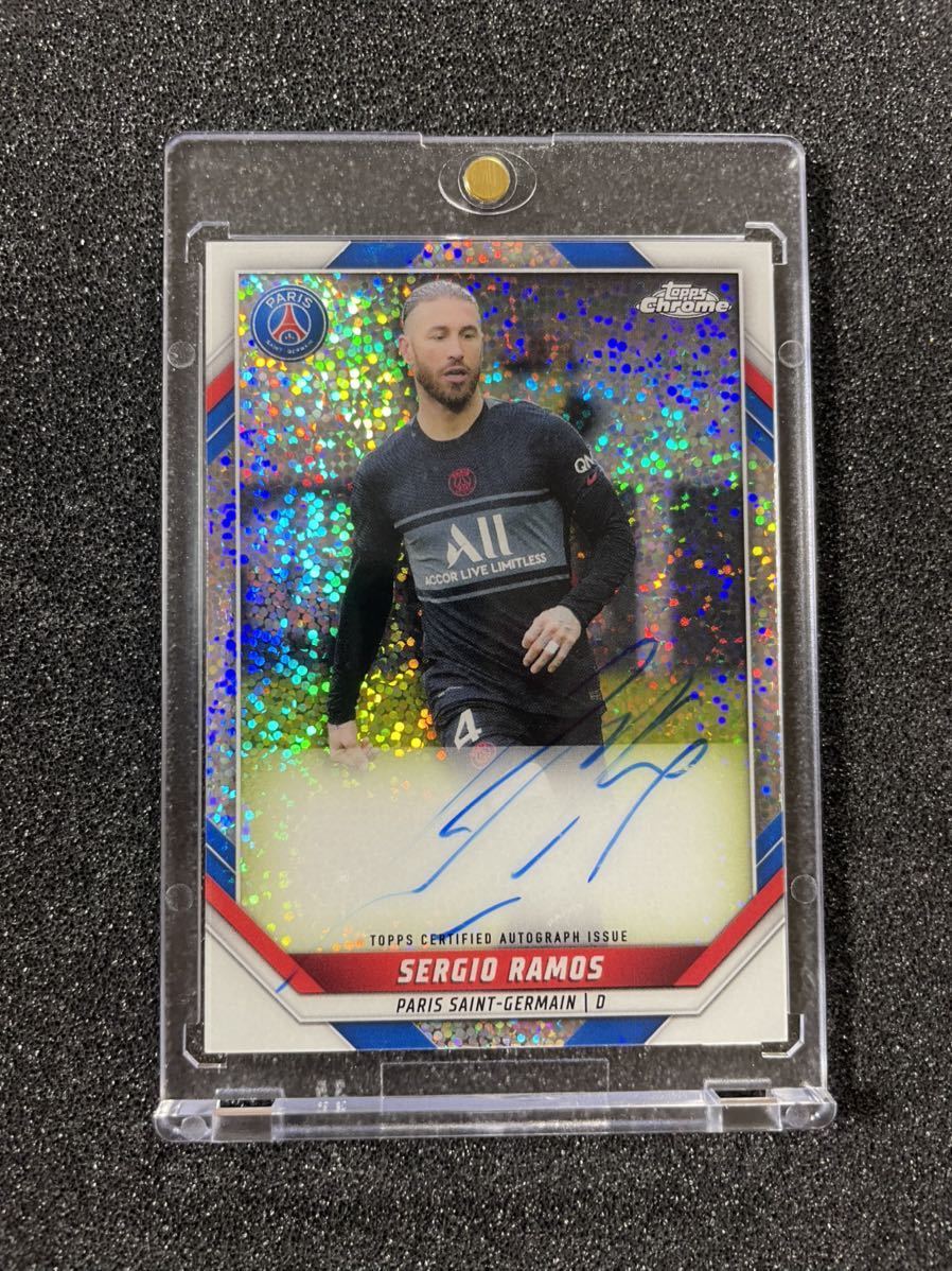 Topps Chrome PSG セルヒオラモス 直筆サインカード ウェーブパラ-