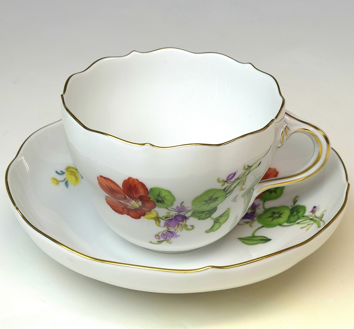 【趣楽】 Ｍeissen　マイセン　花図　カップ＆ソーサー　本物保証　Ｙ１７７１_画像2