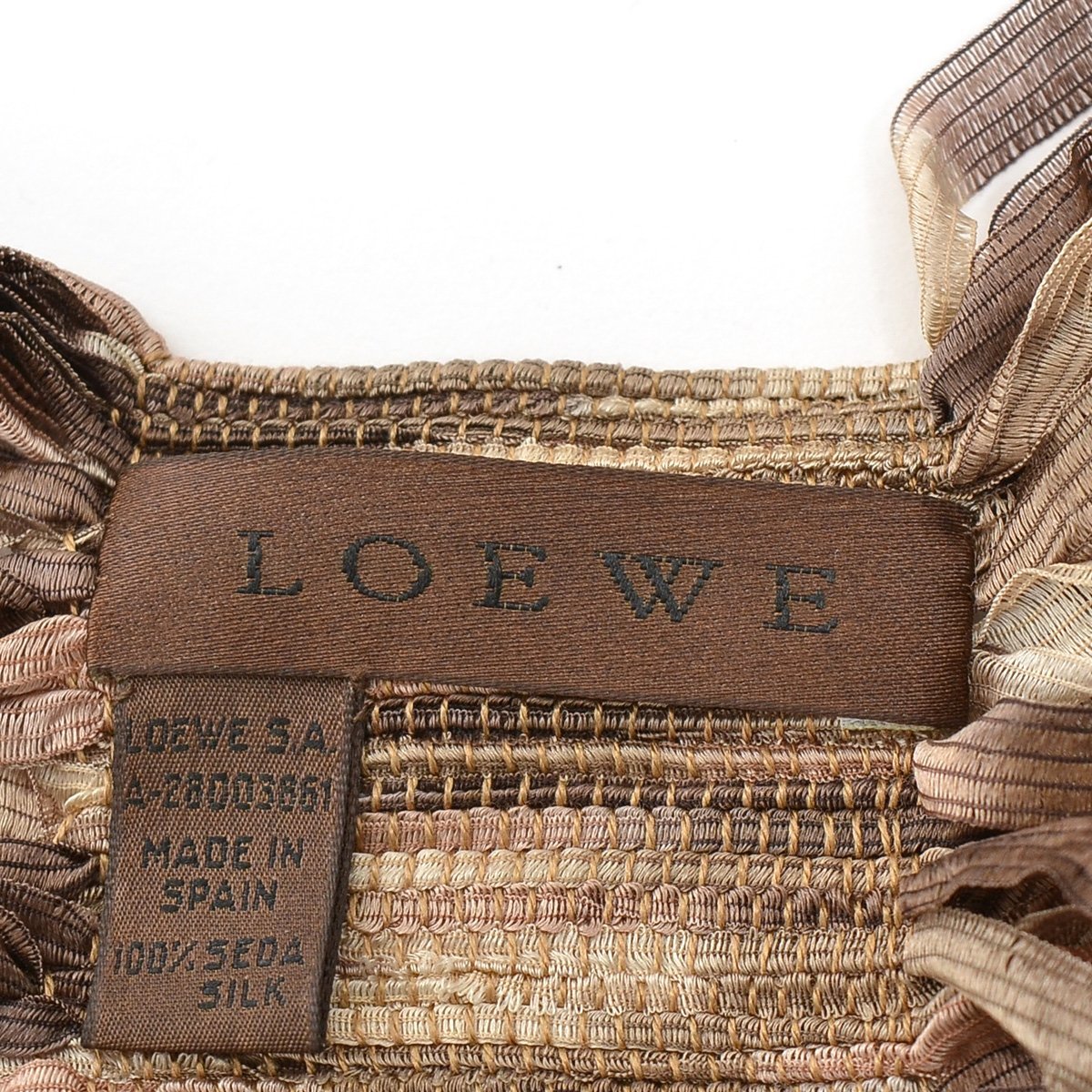 □448362 LOEWE ロエベ シルクストール 刺繍ロゴカモフラミックスカラー レディース ベージュ ブラウン他_画像5