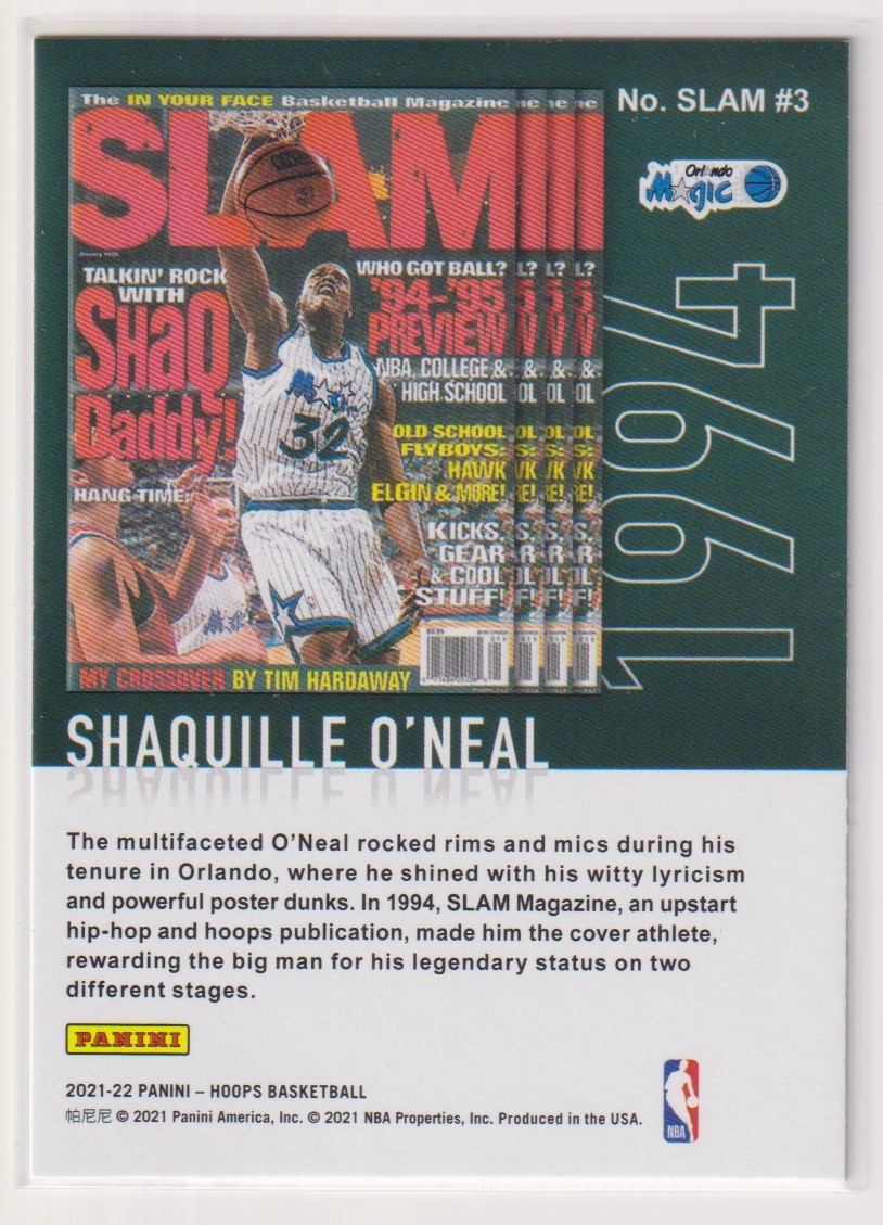 NBA SHAQUILLE O'NEAL 2021-22 PANINI HOOPS BASKETBALL No. SLAM #3 HOLO MAGIC シャキール オニール バスケットボール_画像2