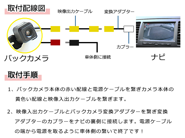 高品質 バックカメラ & 入力変換アダプタ セット マツダ C9K4（C9K4 V6 650） 2014年モデル リアカメラ_画像4