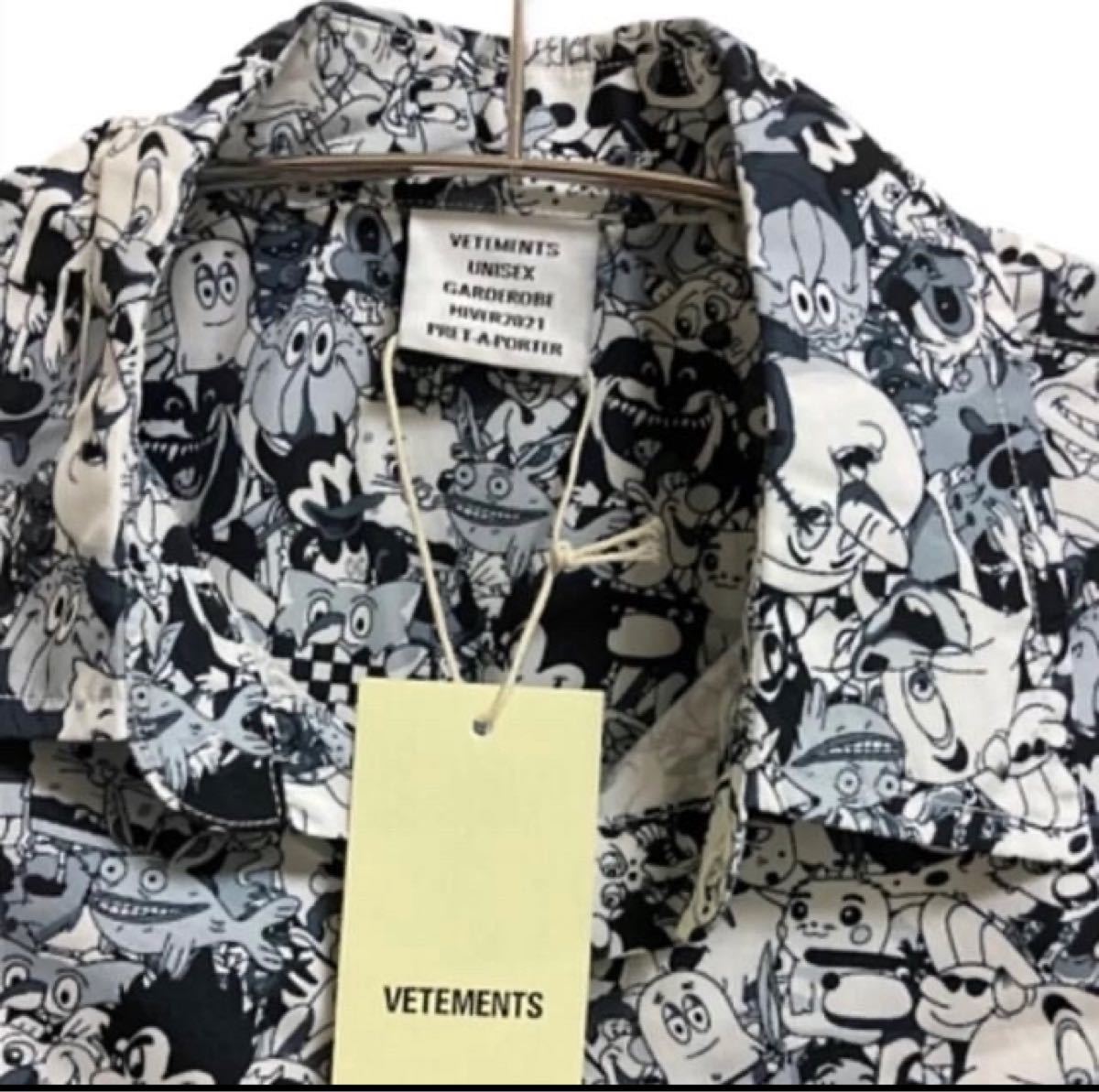  VETEMENTS シャツ キャラクター 総柄 オーバーサイズ