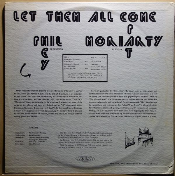 Free Jazz◆USオリジ◆Phil Hey And Pat Moriarty - Let Them All Come◆マイナーレーベル◆Min Records / 001◆超音波洗浄_画像2