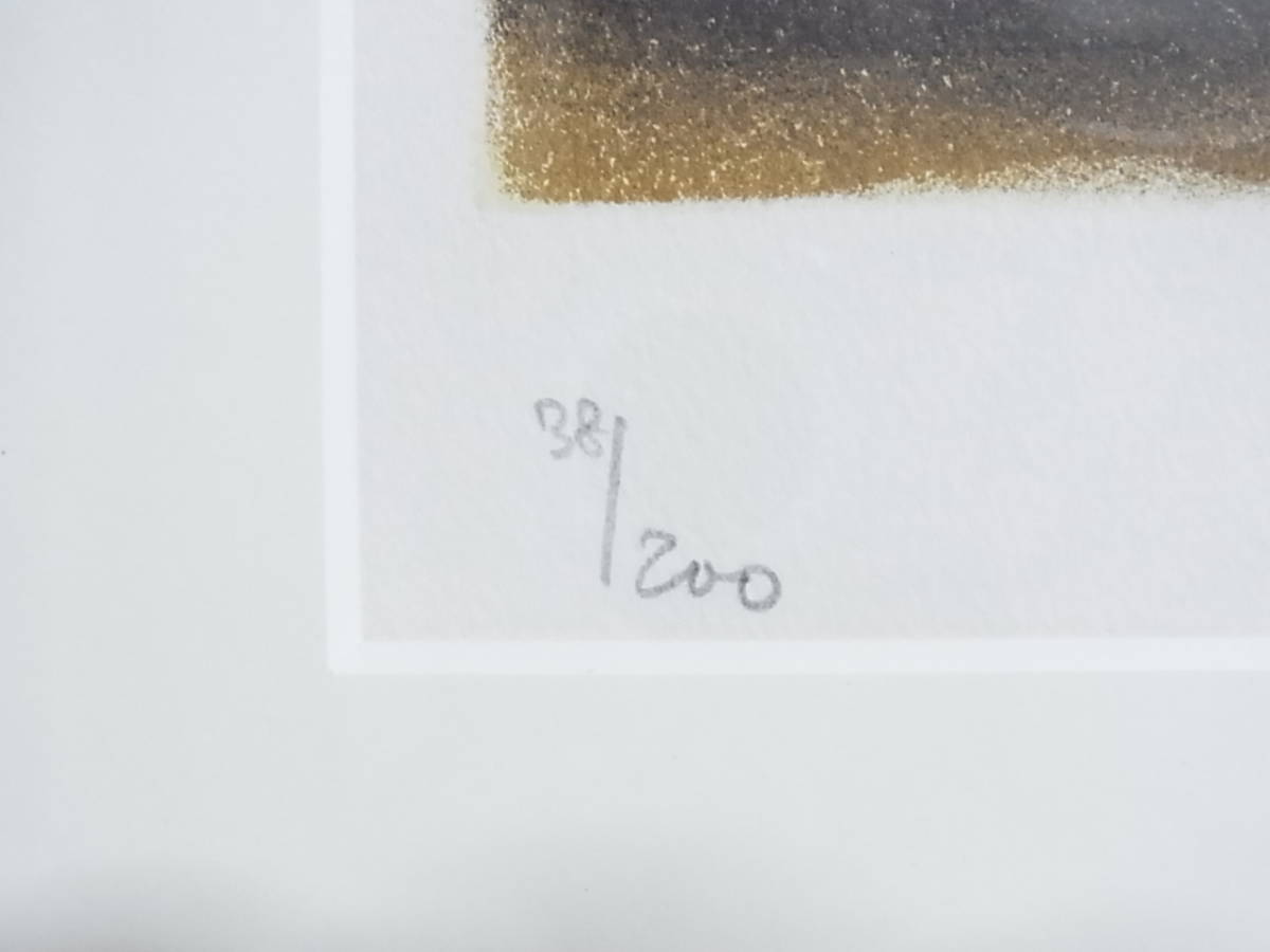 ♪o793s アンドレ・ヴィギュド 『黄色い村』 リトグラフ 石版画 直筆サイン有 ED.38/200 額W77×H91cm_画像4