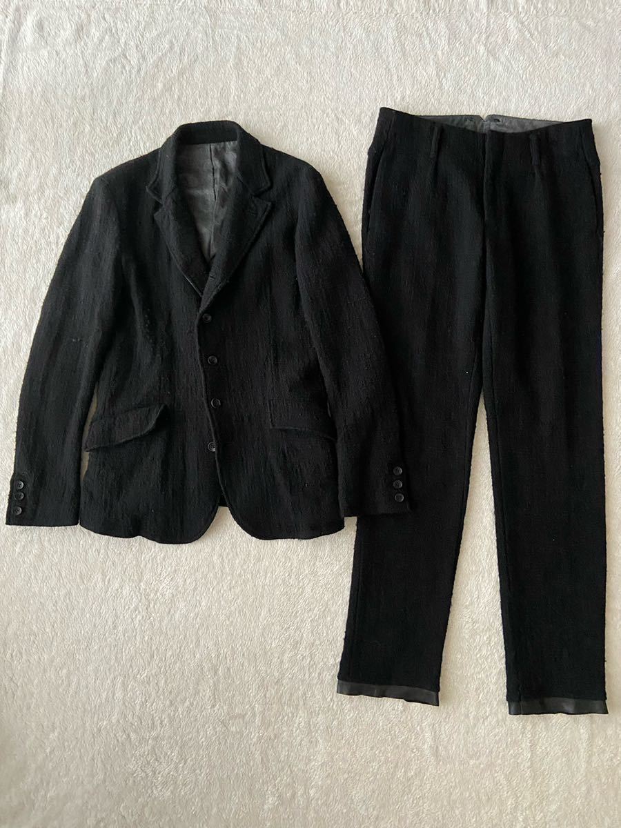 秋冬 ISAMUKATAYAMA BACKLASH sizeM ブラックスーツ ツイード 黒 メンズ ジャケット パンツ イサムカタヤマ バックラッシュ セットアップ_画像1