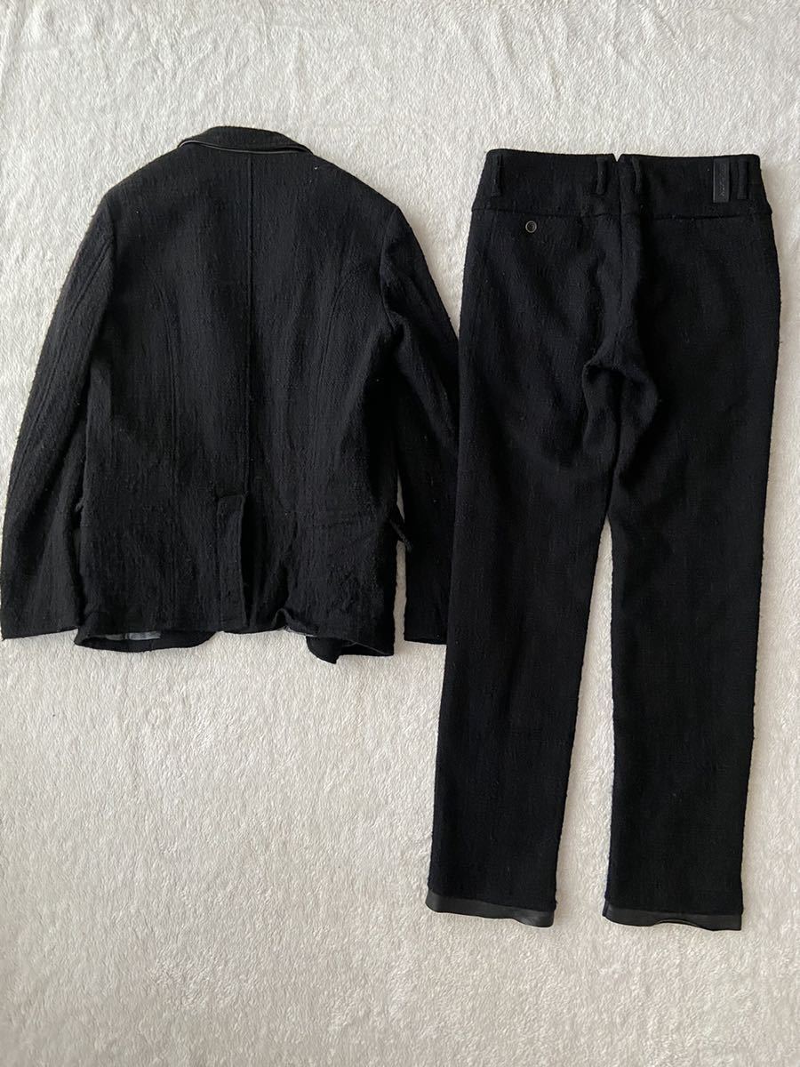 秋冬 ISAMUKATAYAMA BACKLASH sizeM ブラックスーツ ツイード 黒 メンズ ジャケット パンツ イサムカタヤマ バックラッシュ セットアップ_画像6