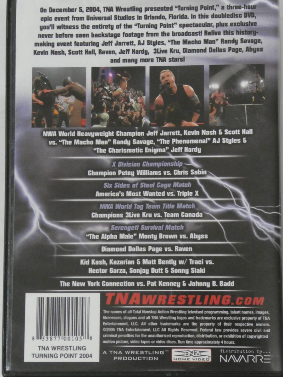 TNAプロレス2枚組DVD ターニング・ポイント2004　ランディ・サベージ＆ＡＪスタイルズ＆Ｊ・ハーディ―ＶＳジャレット＆ナッシュ＆ホール_画像2