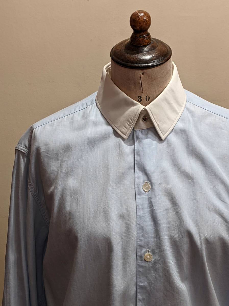 ー品販売 フランスヴィンテージ40'sクレリックシャツ/ダブルカフス