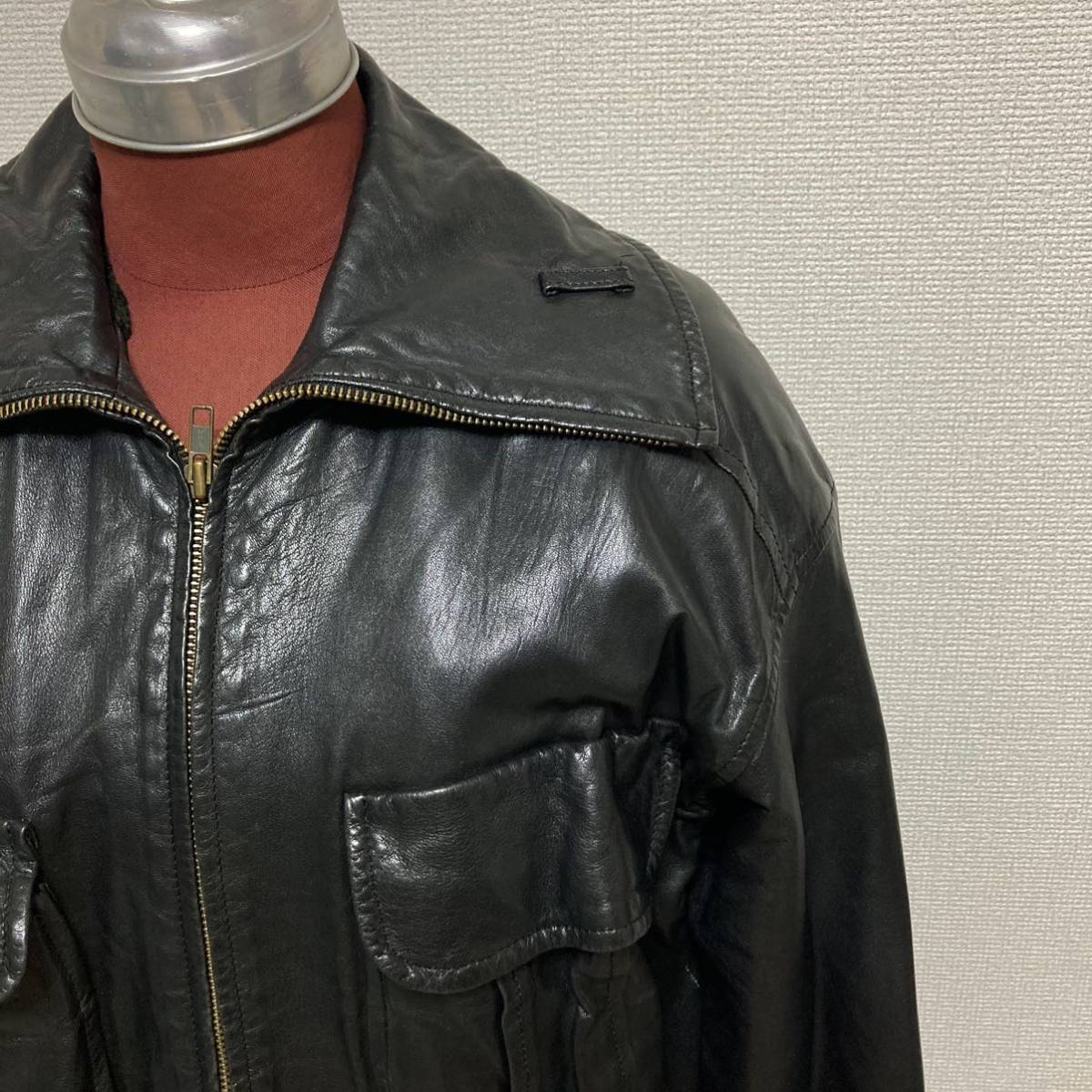80s マダム ニコル NICOLE 羊革 ラムレザー ライダー スジャケット