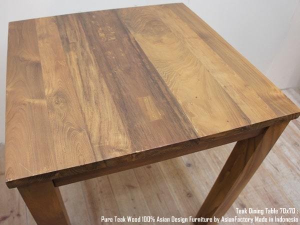 オールドチーク無垢材 ダイニングテーブル 正方形 バリ家具