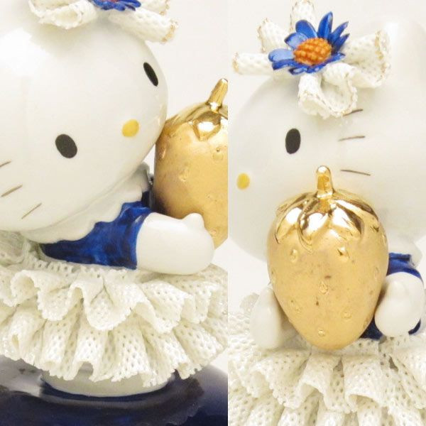 Sanrio サンリオハローキティレースドール オルゴール陶器青いちごフィギュア置物セラミック人形ギフト_画像4